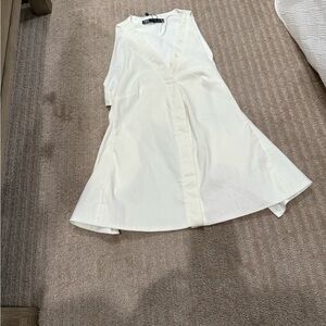 White Sleeveless Button-Down Dress